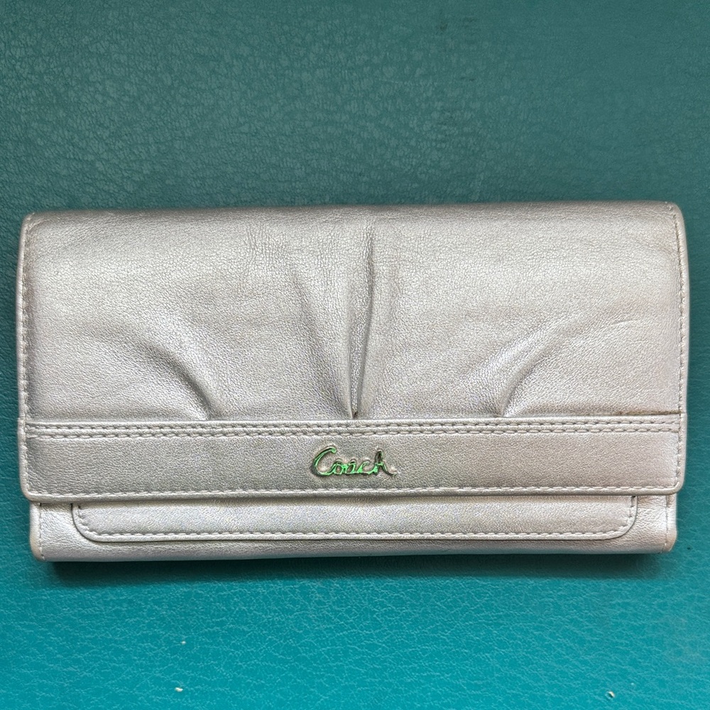 Coach Metallic Silver Clutch/Wallet